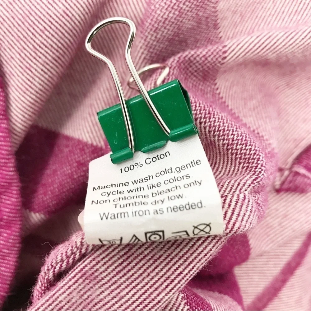 J. Crew Pink Red Striped Heavy Weight Flannel Button Down Shirt Size Small - Picture 7 of 8